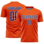 Custom Shape Uniform Sports Geometric Soccer Jersey Sublimation Orange Royal-White
