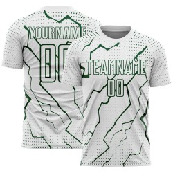 Custom Sublimation Soccer Jersey Lightning Sports Green White Uniform