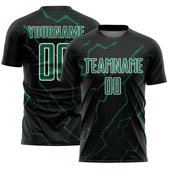 Black Jersey Sports Kelly Soccer Sublimation Custom Green-White Uniform Lightning