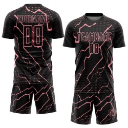 Sublimation Lightning Pink Jersey Medium Sports Uniform Custom Soccer Black